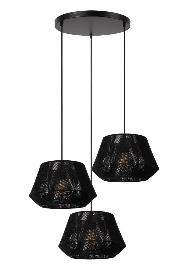 Lucide JESSICA - Hanglamp - Ø 35,5 cm - 3xE27 - Zwart - uitgezet
